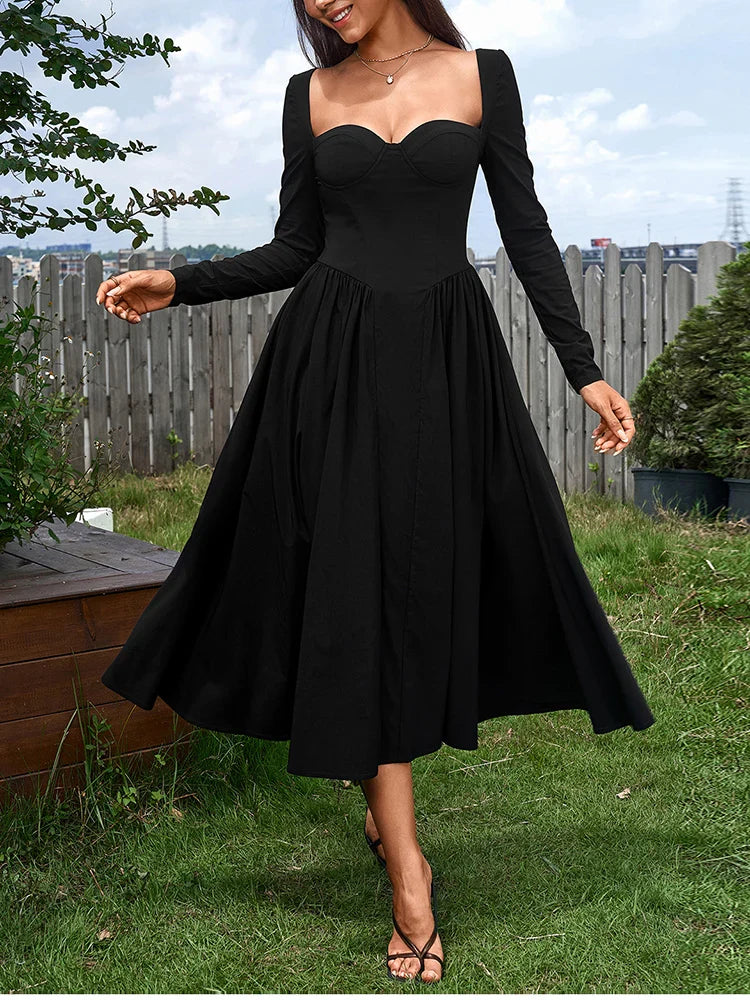 A-line Midi Dress with Rustic Design - Giuliana