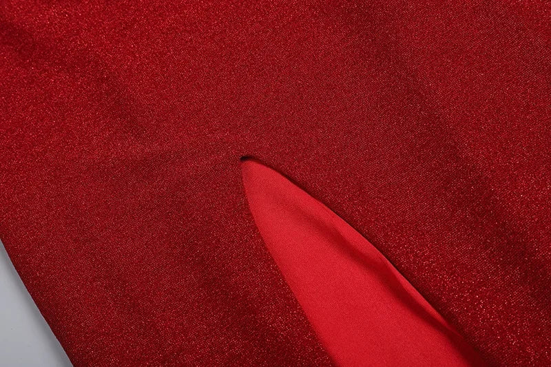 Sequin Maxi Dress with Slit and Glove Detail - Daphne