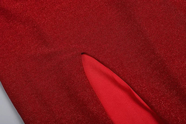 Sequin Maxi Dress with Slit and Glove Detail - Daphne