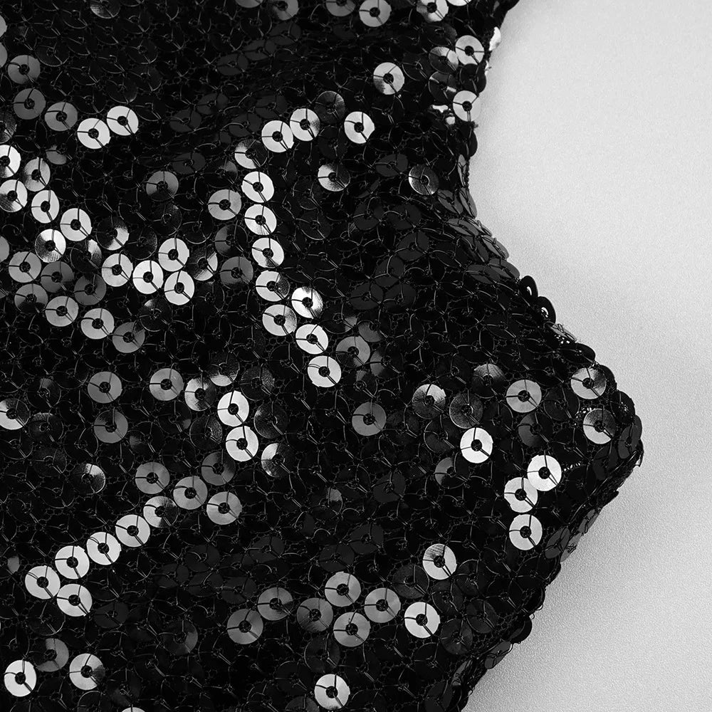 Sequin Maxi Dress with Cross Design and Open Back - Blake