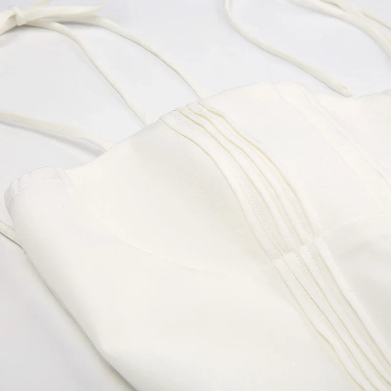 Mini Dress with Pin Closure and Tie Straps - Ronili