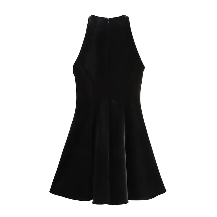 Velvet Mini Dress with A-Line Cut - Sydney
