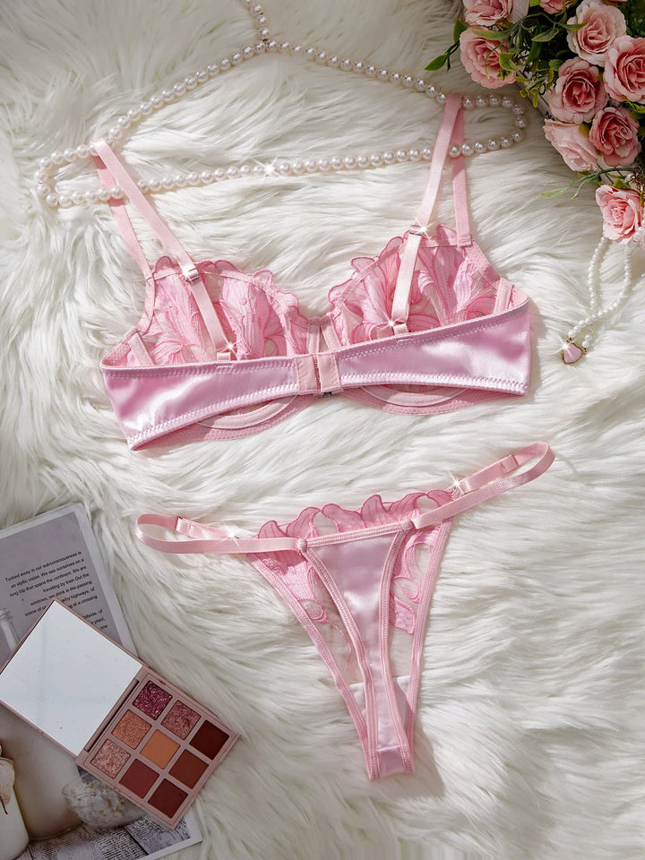 Sheer Set with Leaf Embroidery - Molly