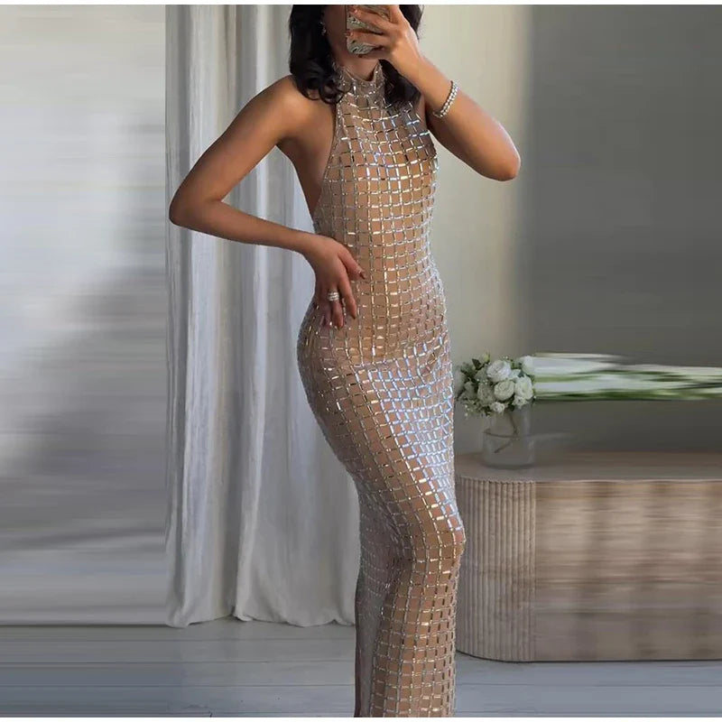 Strapless top / mini skirt / maxi dress / maxi dress with sparkling sequins design