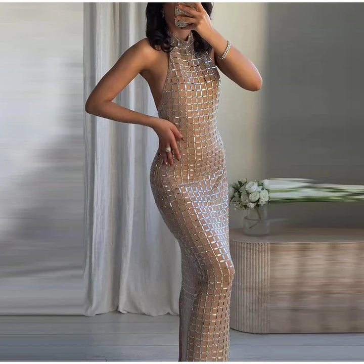 Strapless top / mini skirt / maxi dress / maxi dress with sparkling sequins design