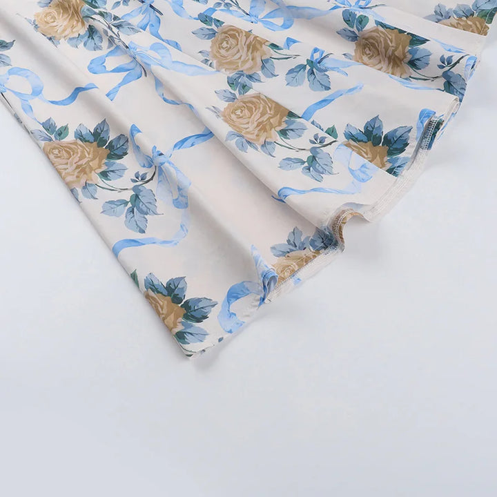 Elegant floral print midi A-line dress - Florine