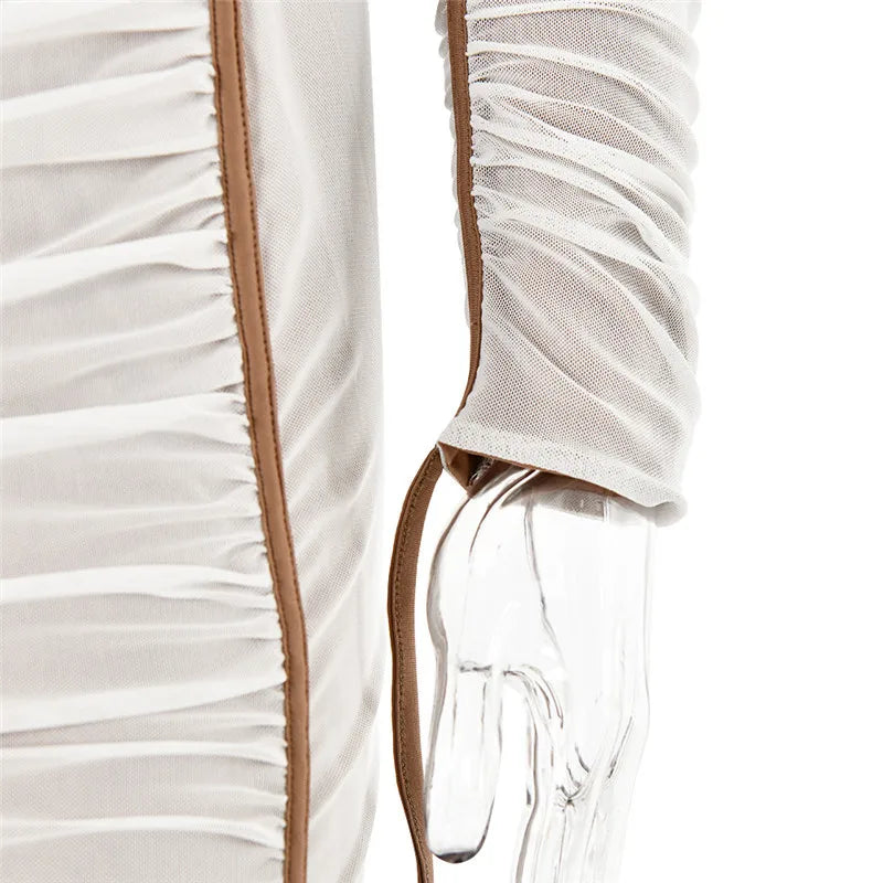 Midi ruched dress with asymmetrical neckline - LOV