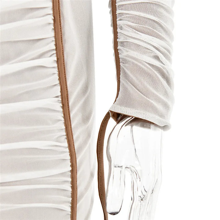 Midi ruched dress with asymmetrical neckline - LOV
