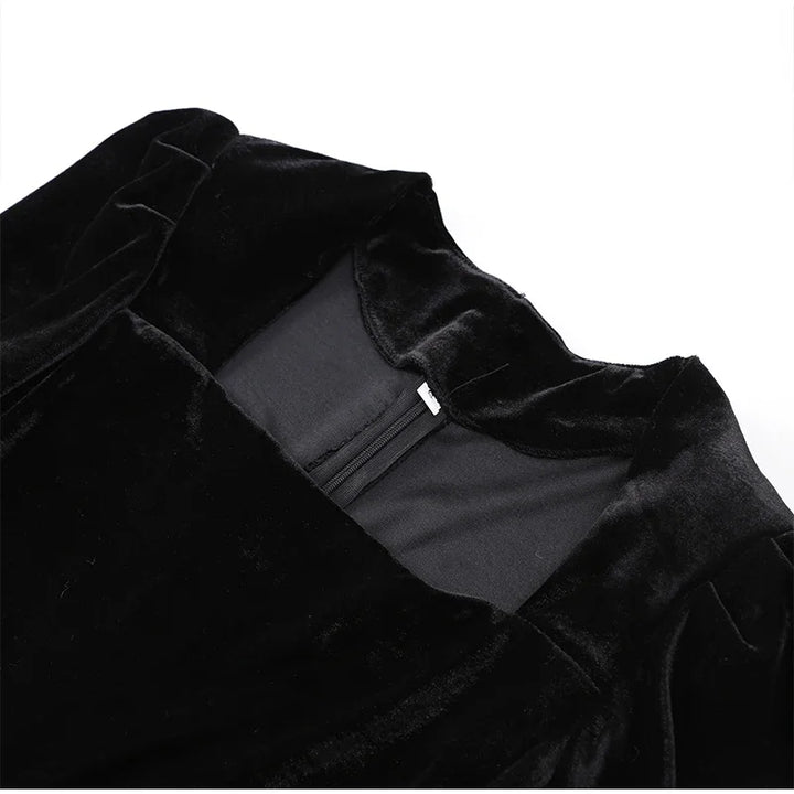Velvet Mini Dress with Pleated Skirt Design - Ophelia