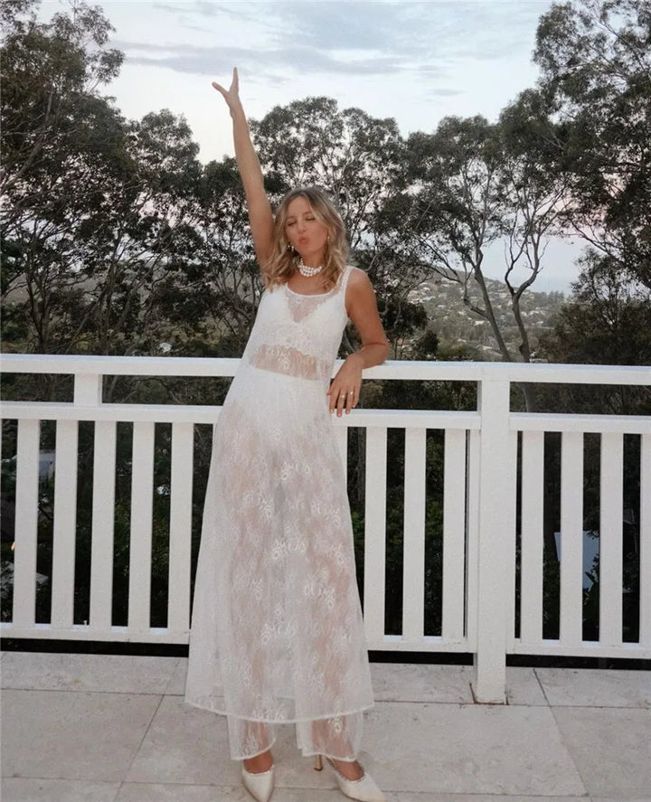 Transparent Lace Maxi Beach Dress - Sasha