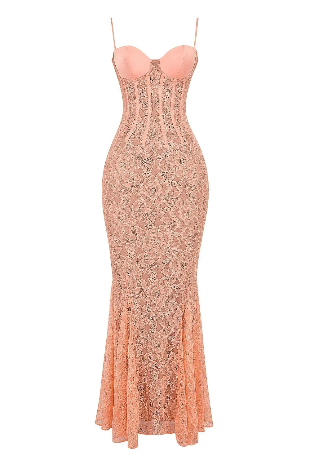 Lace Mermaid Maxi Dress with Corset Design - Jazlyn