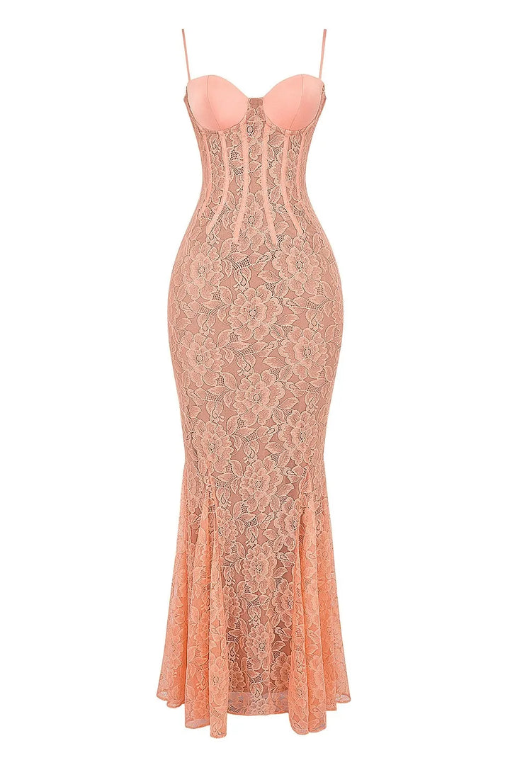 Lace Mermaid Maxi Dress with Corset Design - Jazlyn