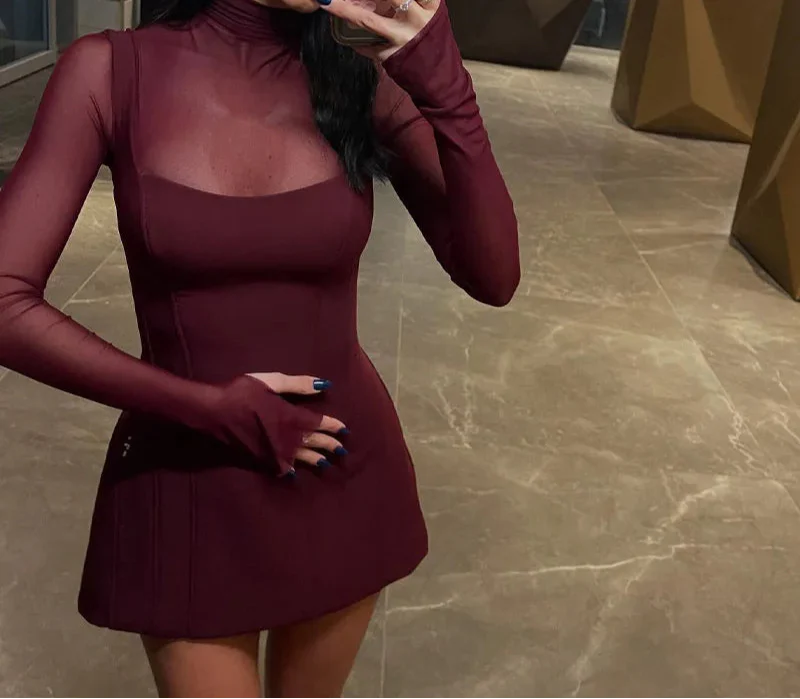 Tailored Golf Mini Dress with Mesh Design - Yilin