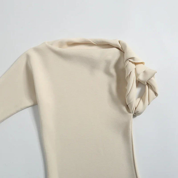 Fitted Mini Dress with Rolled Sleeve Design - KIKI