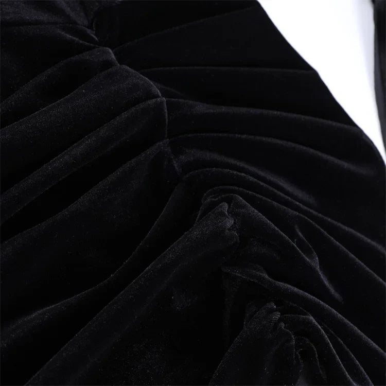 Velvet Golf Mini Dress with Ruching Detail - Julia