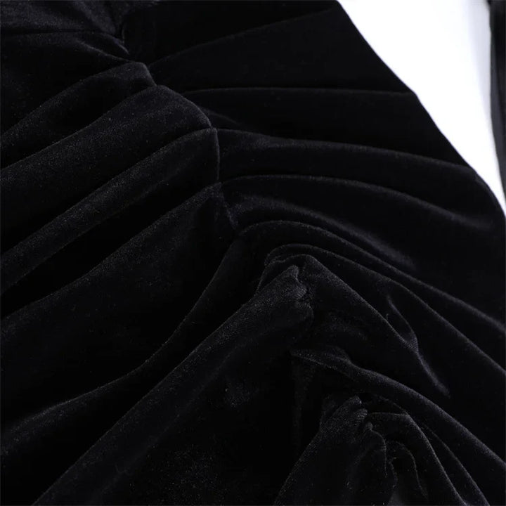 Velvet Golf Mini Dress with Ruching Detail - Julia