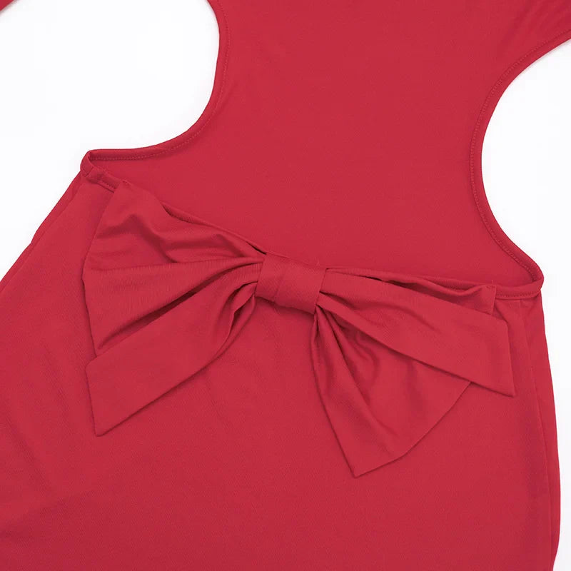 Mini Dress with Open Back and Bow Design - ORIN