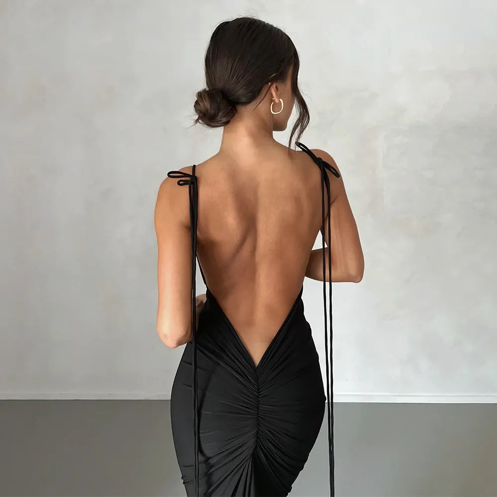 Maxi Evening Dress with Open Back - Hila