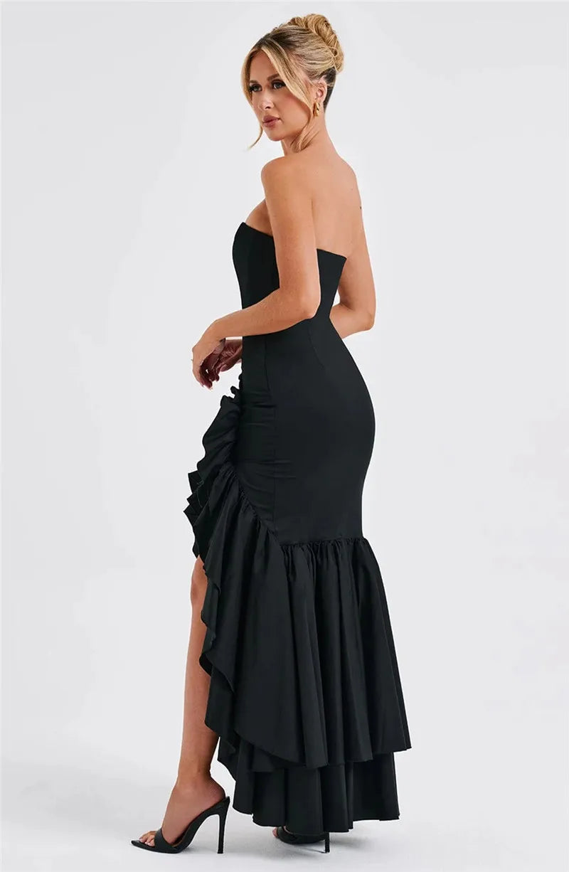 Maxi strapless ruffled dress with slit design - Rita