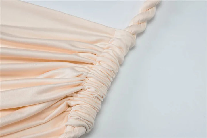 Maxi One-Shoulder Dress with Cutout and Slit, Braided Detail - Panama