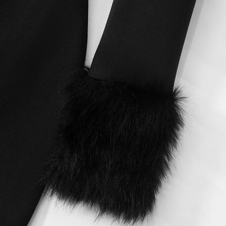 Off-shoulder A-line mini dress with feather fur detail - Ira