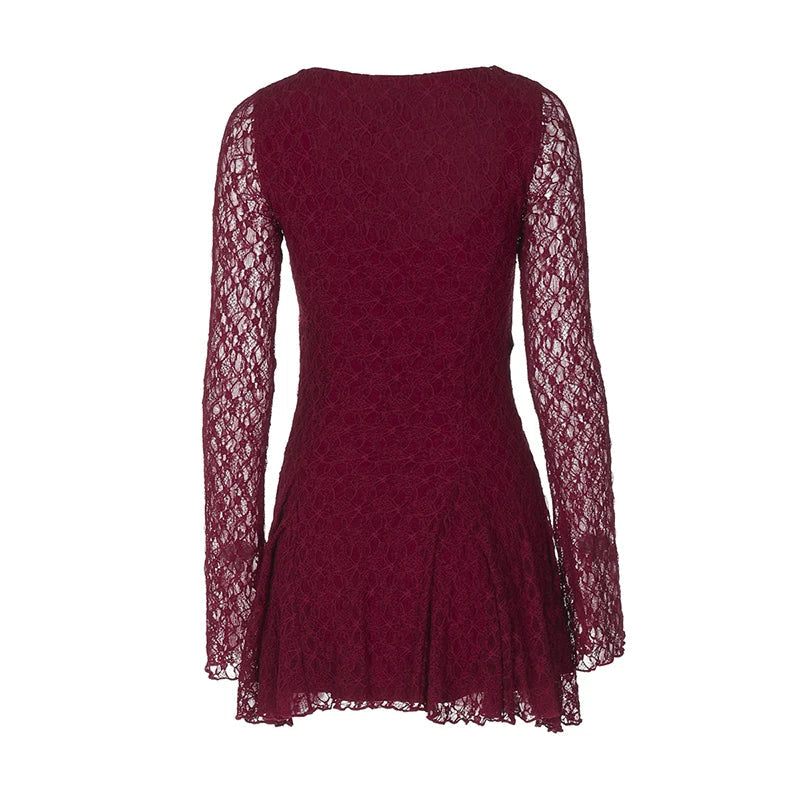 Ruffled Lace Mini Dress - Galina