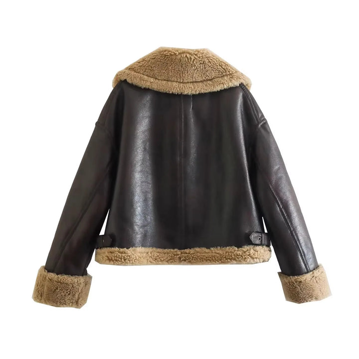 Leather Coat with Fur Lining - Candy