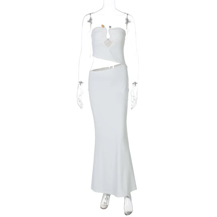 Maxi strapless dress with cut style and buckle detail - Tai