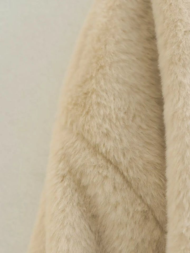 Wool Coat with Fur and Button Closure in Vintage Design - Yan