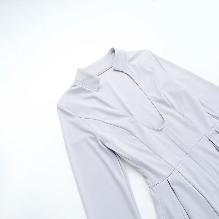 Tailored mini A-line dress with neckline design - Naomi