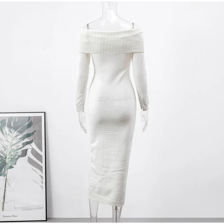 Knitted midi dress with off-shoulder - Liri