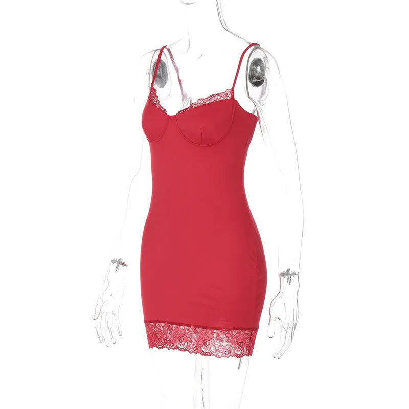 Fitted mini dress with lace decoration - Alice