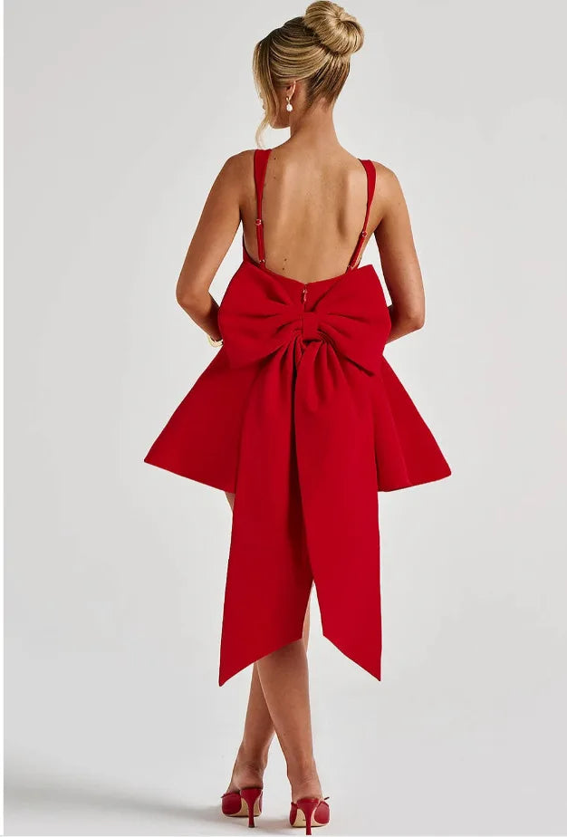A-Line Mini Dress with Bow Detail - Emma