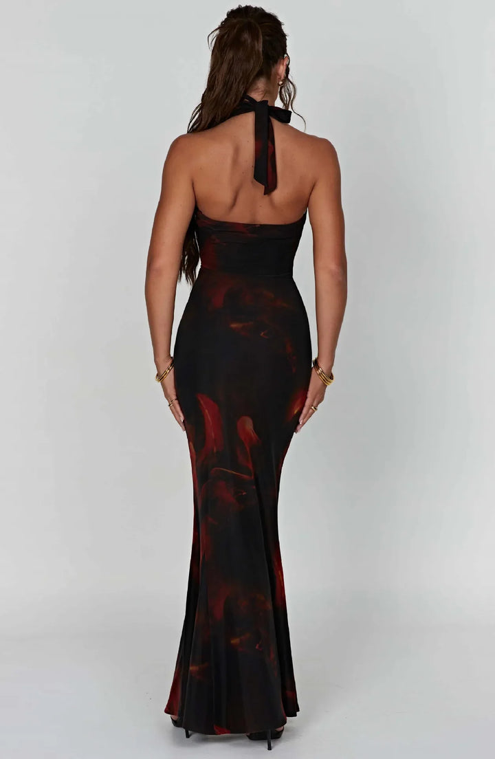 Maxi Dress with Dropped Collar and Open Back - Azariah