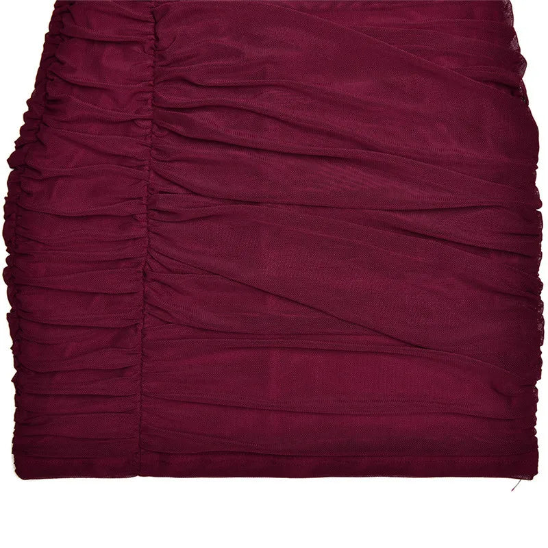 Mini pleated dress with turtleneck and chiffon bell sleeves - NARA