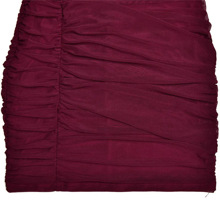 Mini pleated dress with turtleneck and chiffon bell sleeves - NARA
