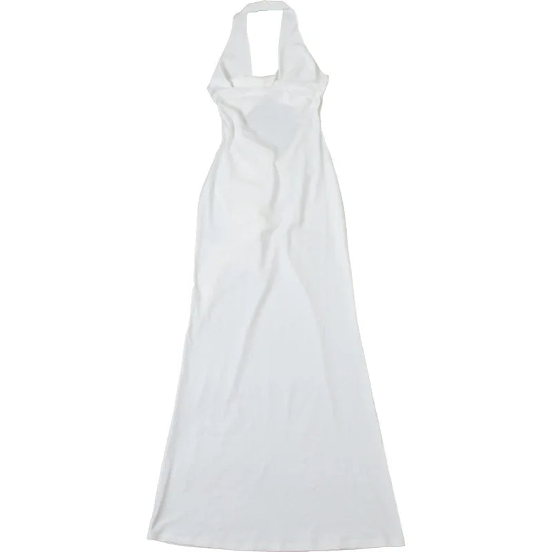 Fitted Maxi Dress with Ruffle Decoration and Slit Design - Jolene