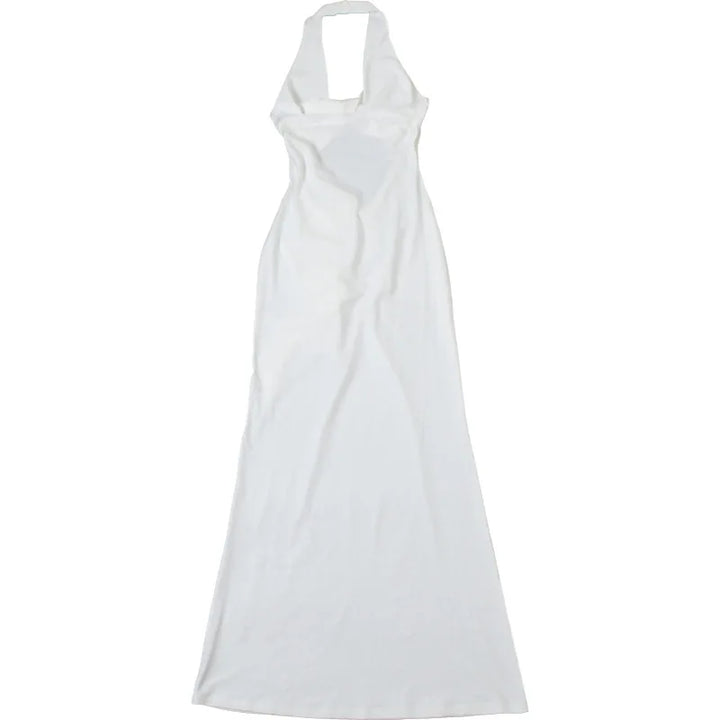 Fitted Maxi Dress with Ruffle Decoration and Slit Design - Jolene