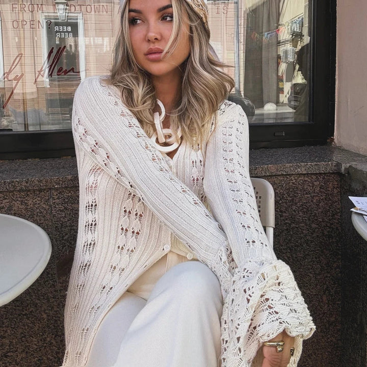Maxi crochet dress/overlay with button closure - Devon