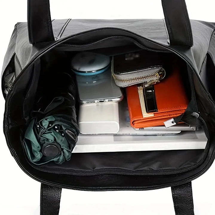 תיק דמוי עור גדול עיצוב קלאסי