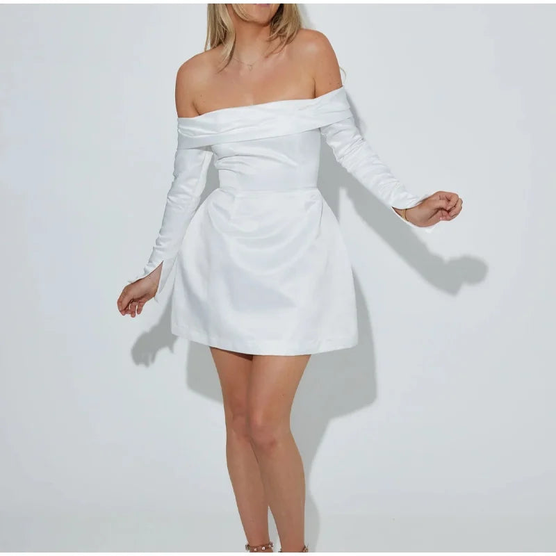 A-Line Mini Dress with Bare Shoulders - Miranda