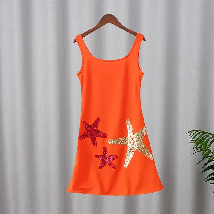 Mini Dress with Sequin Starfish Detail - Daisy