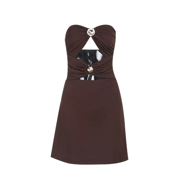 Summer strapless mini dress with shell buckle detail - Playa