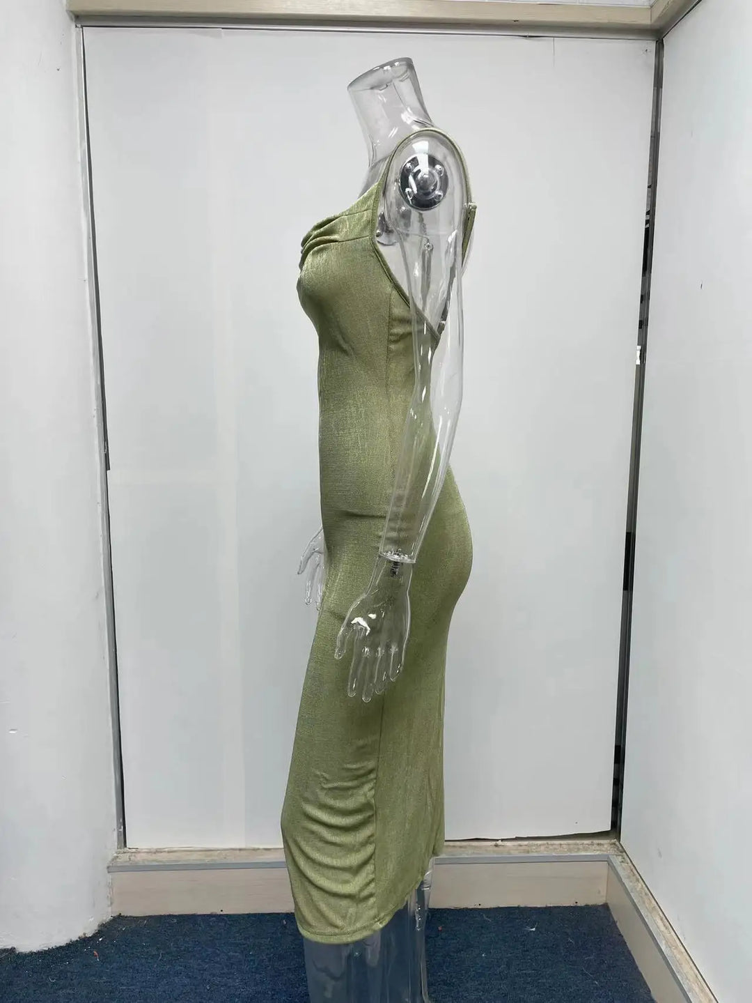 Summer midi knitted dress with slit decoration - Smile