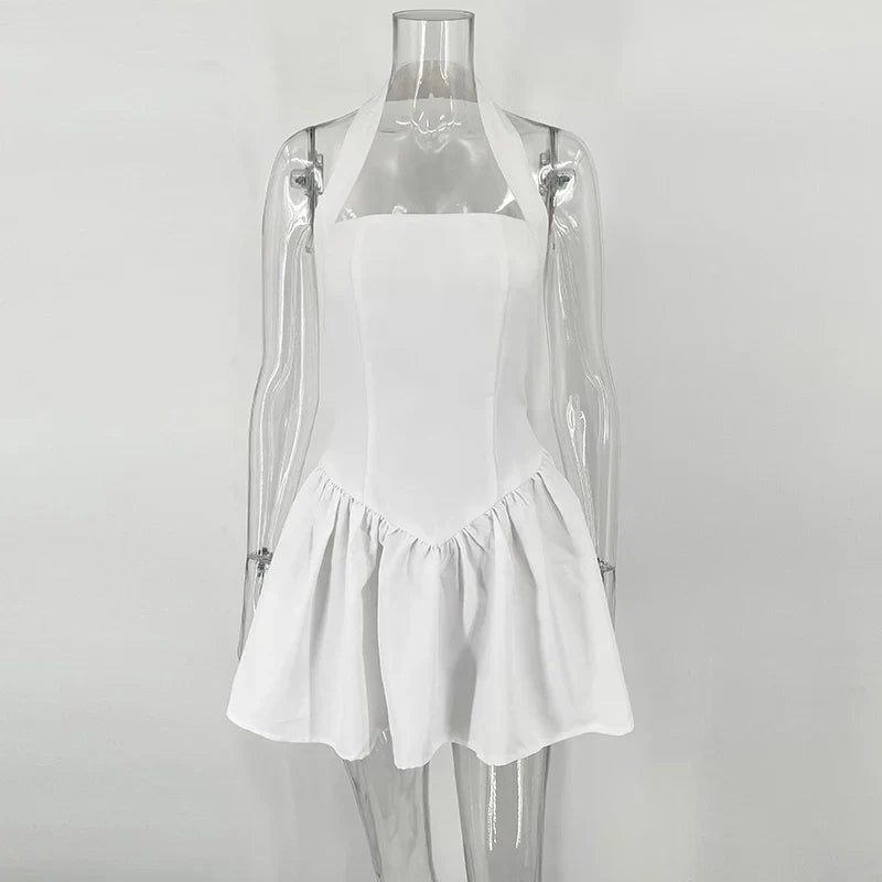 A-Line Mini Dress with Neck Closure - Sahar