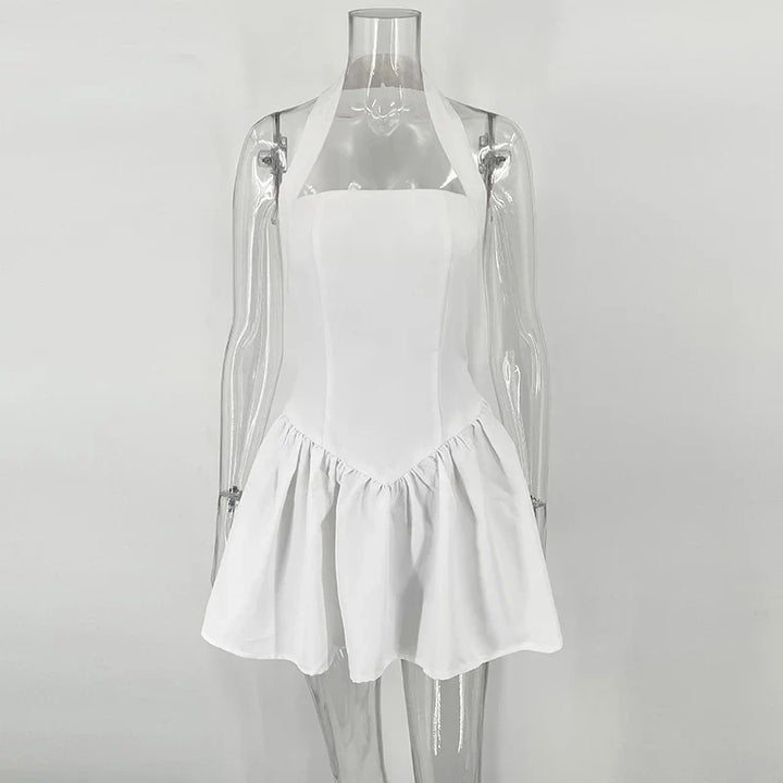 A-Line Mini Dress with Neck Closure - Sahar