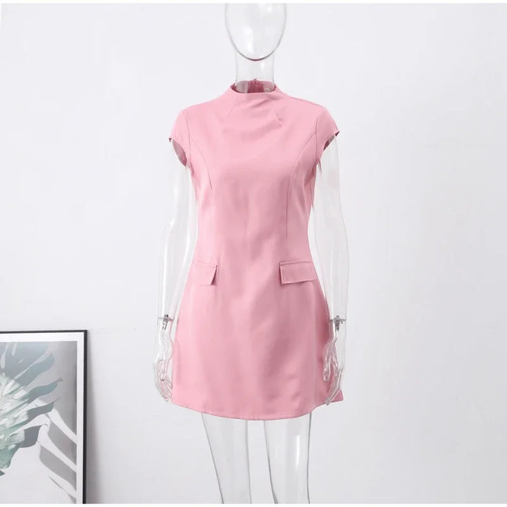 Tailored mini dress with hourglass silhouette and pocket decoration - Nils