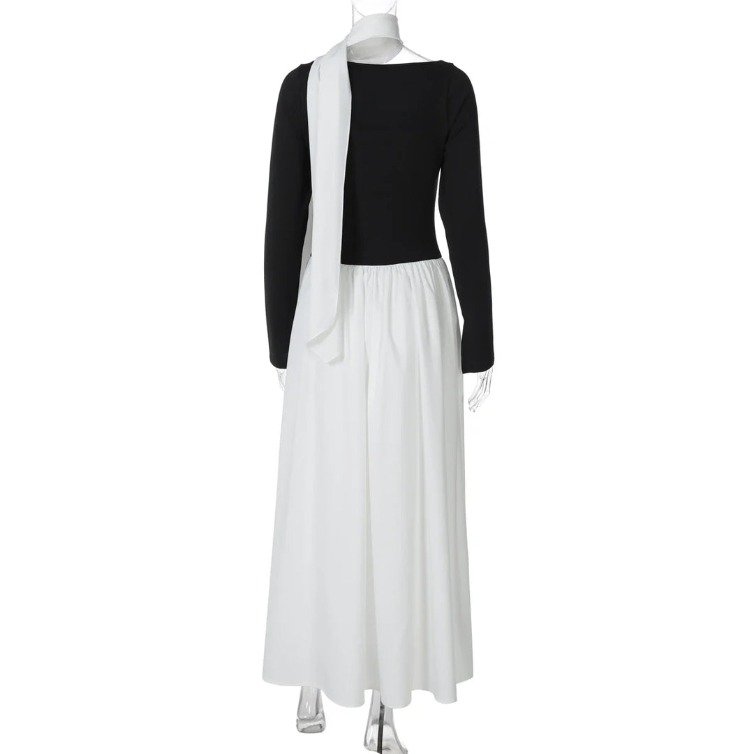 Maxi Dress with Scarf Decoration - NESSIA