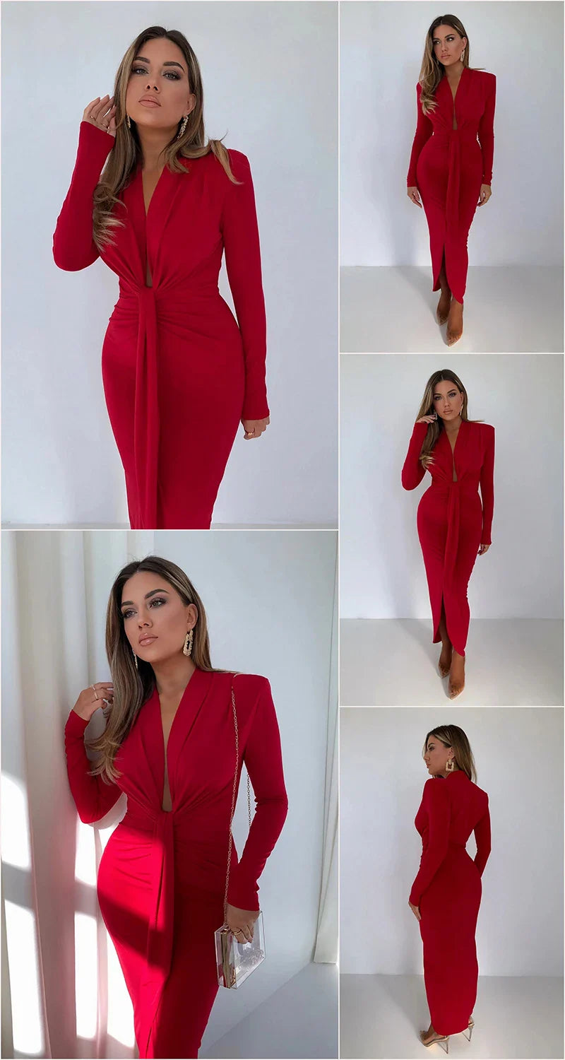 Shaping and flattering maxi dress with ruching design - Mi Ran