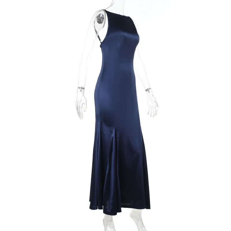 Maxi satin dress with open back - Rain
